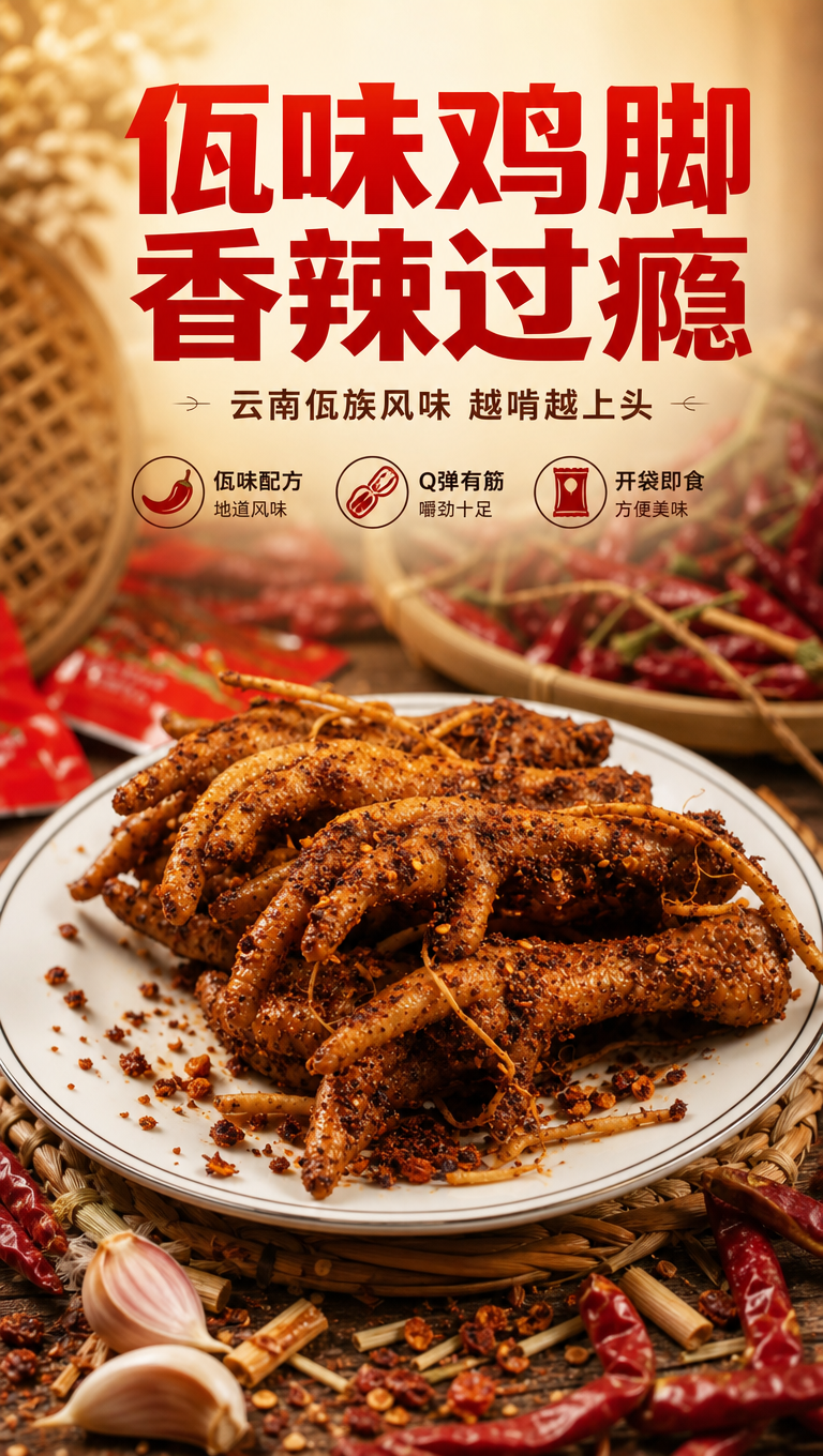 [商品] 使用【图4】佤味鸡脚实物摆盘图；保留鸡脚完整形态、棕… - 图片创意预览