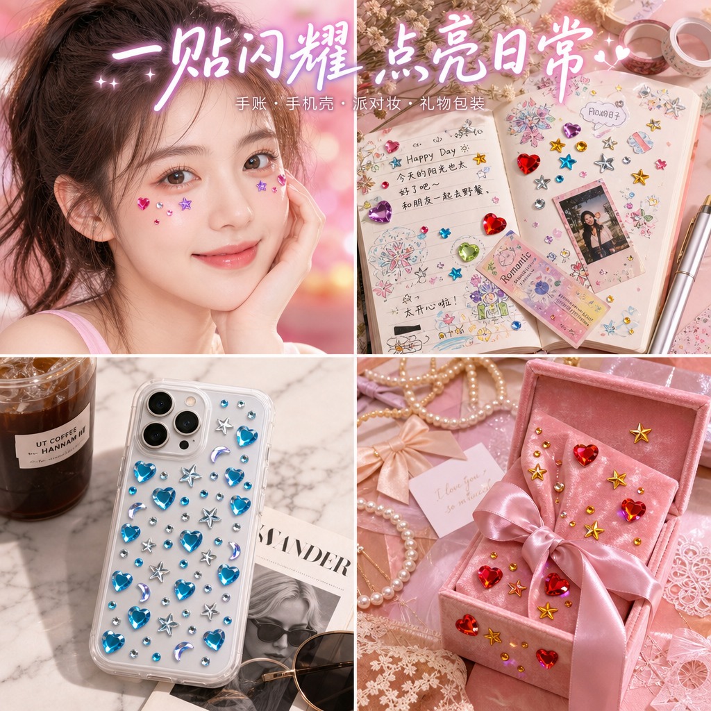 电商产品主图，1:1正方形构图。严格还原上传的亚克力宝石贴纸产… - 图片创意预览
