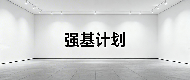 图片正中央有文字“强基计划”，无学校名称和logo，背景采用美术馆展厅风格