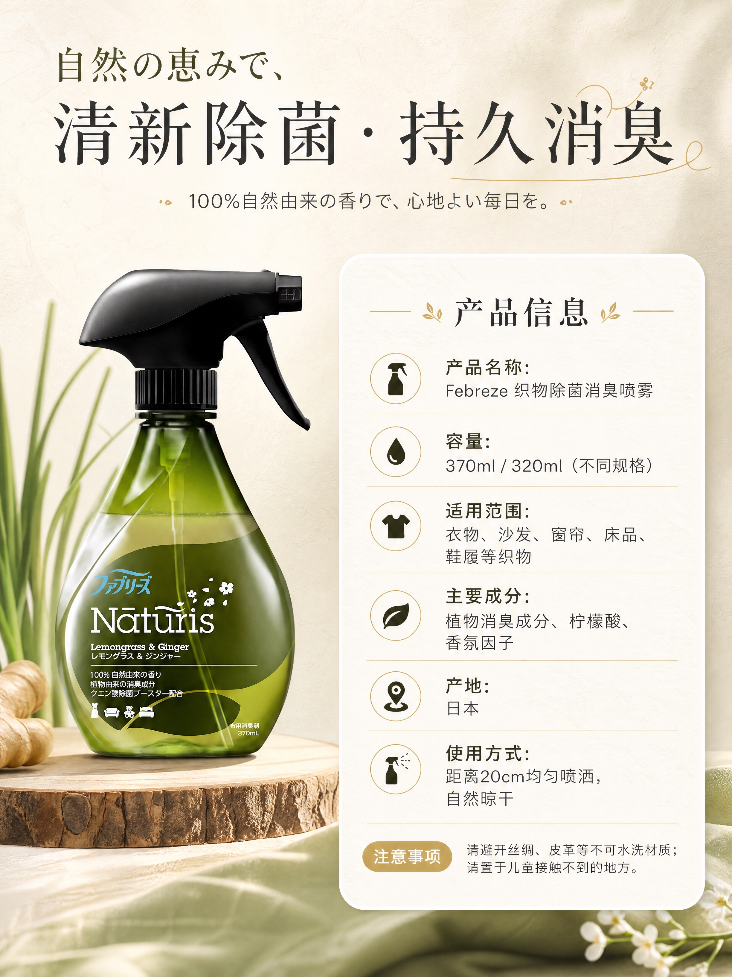 [商品] 使用【图1】Naturis柠檬草姜香款织物消臭喷雾作… - 图片创意预览