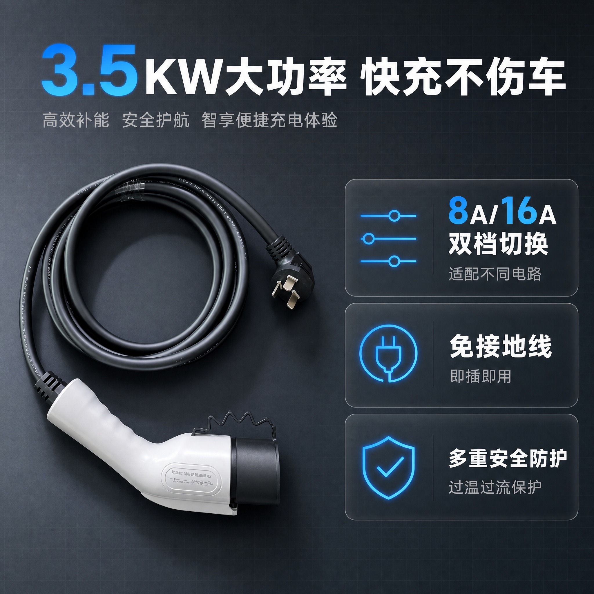 [主图-2] 3.5KW新能源汽车随车充 核心价值卖点图。 [… - 图片创意预览