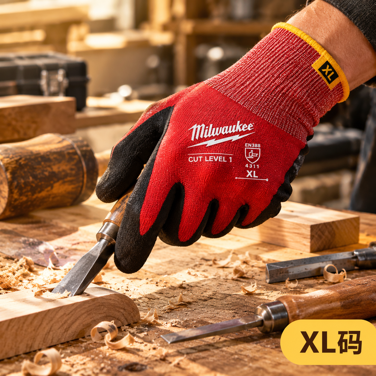 [SKU展示图-XL码] XL码美沃奇手套精细木工场景展示图。… - 图片创意预览