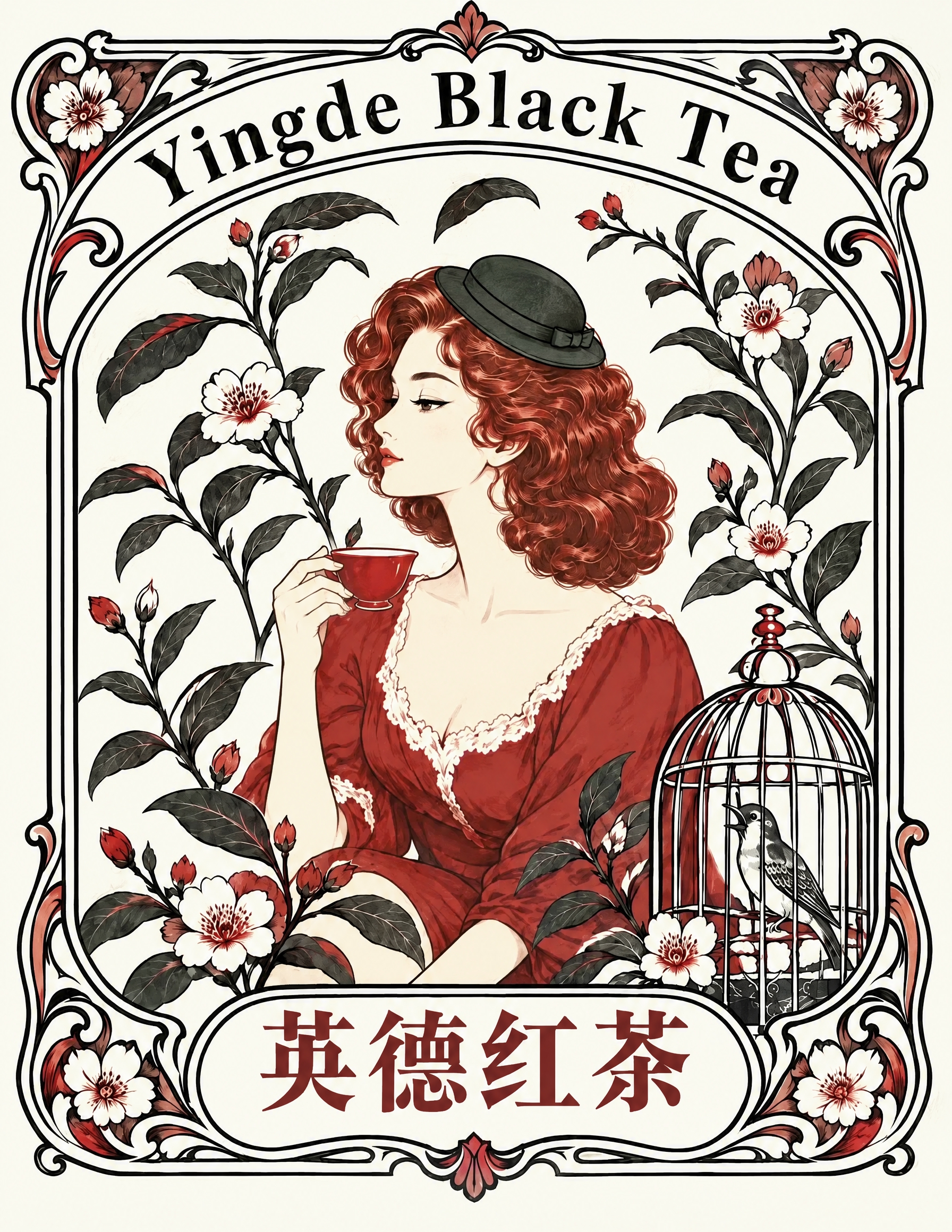 英德红茶包装插画，英式红茶，英式下午茶，复古风，古典风，英伦风… - 图片创意预览