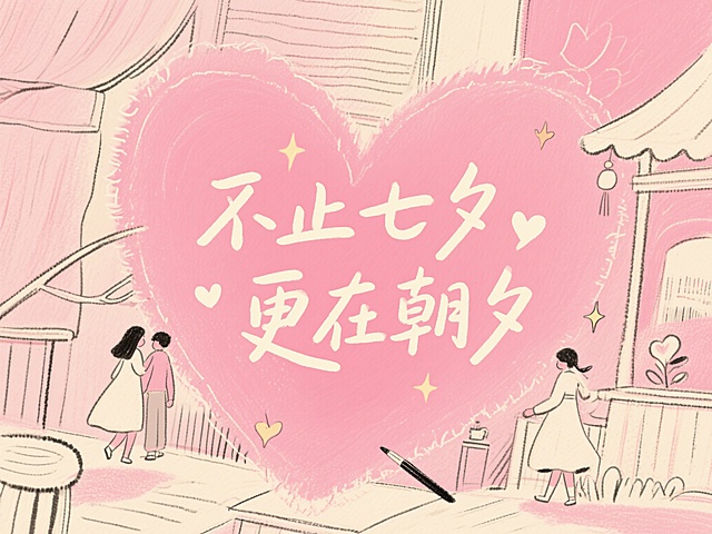 水彩插画风，甜美浪漫，温馨手账感，七夕主题，情侣互动。