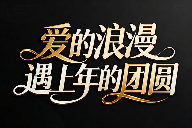 生成     爱的浪漫  遇上年的团圆  艺术字体  错落有致 大气时尚有曲线