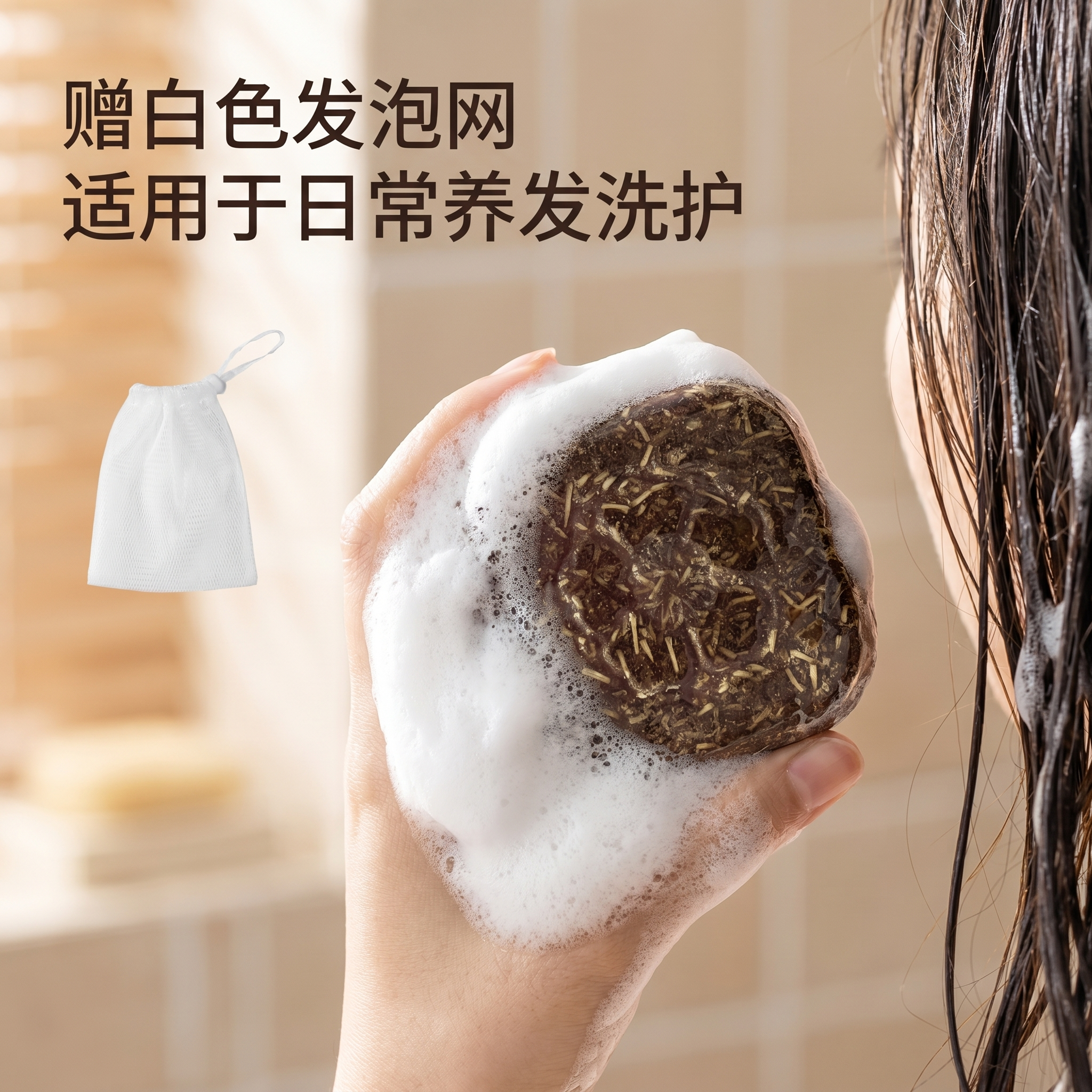 [主图 4] 洗发使用场景展示图。[氛围风格] 真实自然日常洗… - 图片创意预览