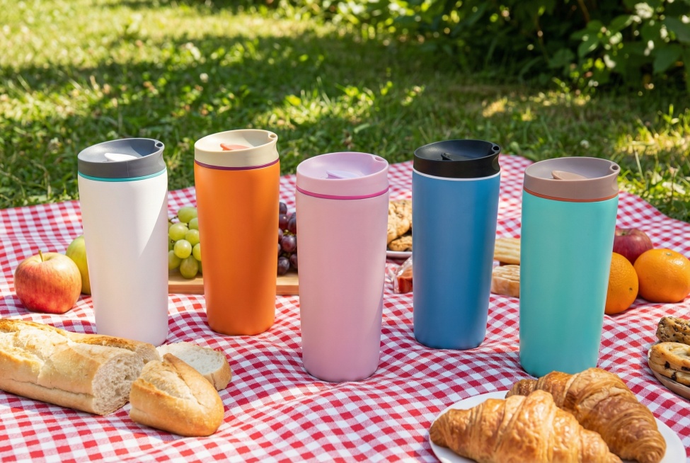 产品为咖啡杯，根据提供的产品，生成4张创意的场景图，要求不能改变产品的外观颜色预览效果