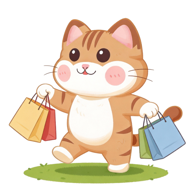 生成一只在购物的小猫咪预览效果