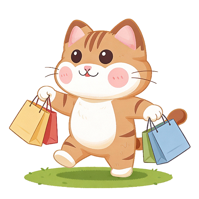 生成一只在购物的小猫咪