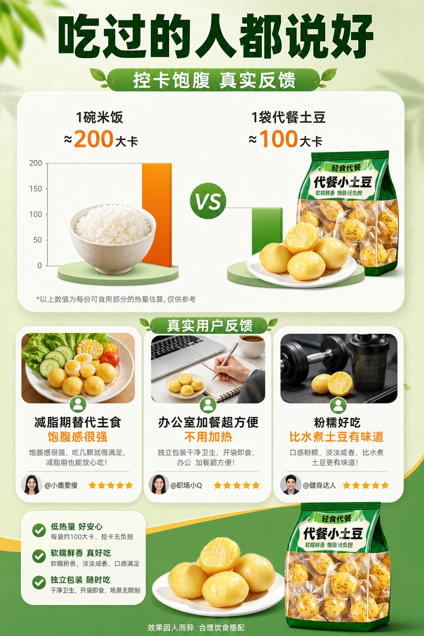[商品] 使用【图1】代餐小土豆实物和【图2】外包装袋；保留产… - 图片创意预览