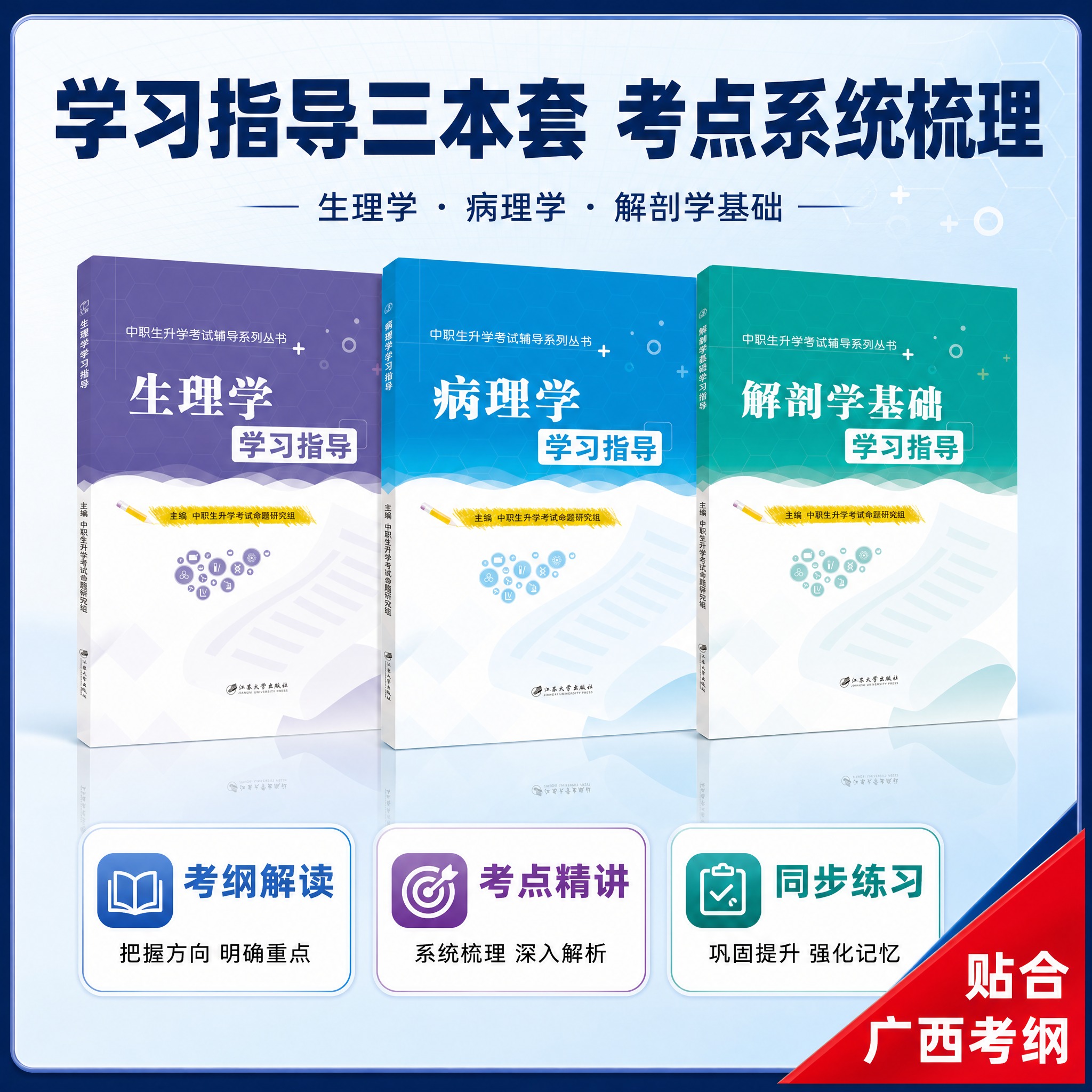 淘宝天猫电商主图，生理学病理学解剖学学习指导三本套装，1:1正… - 图片创意预览