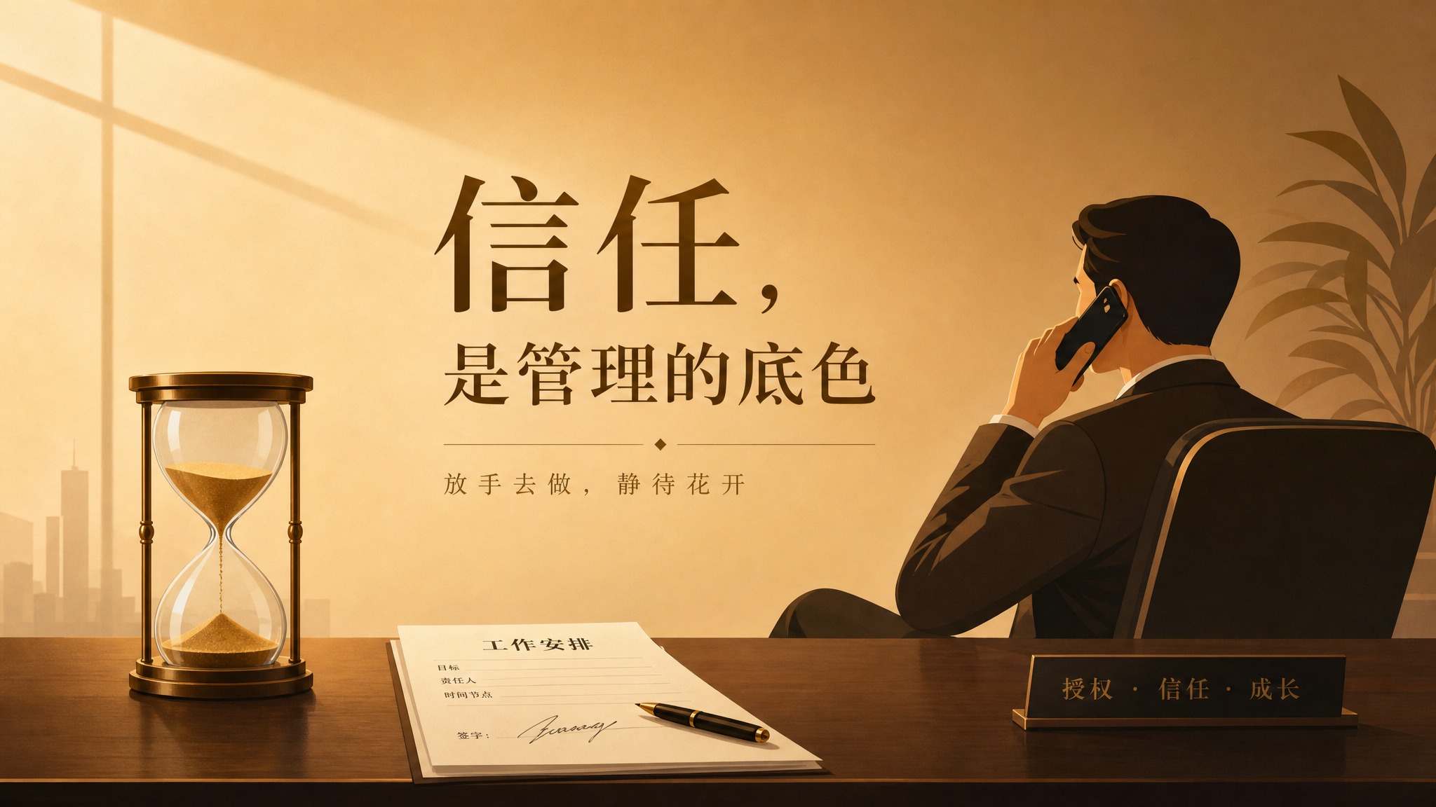 微信公众号文章插图，职场管理主题，关于信任与授权的深度思考。画… - 图片创意预览