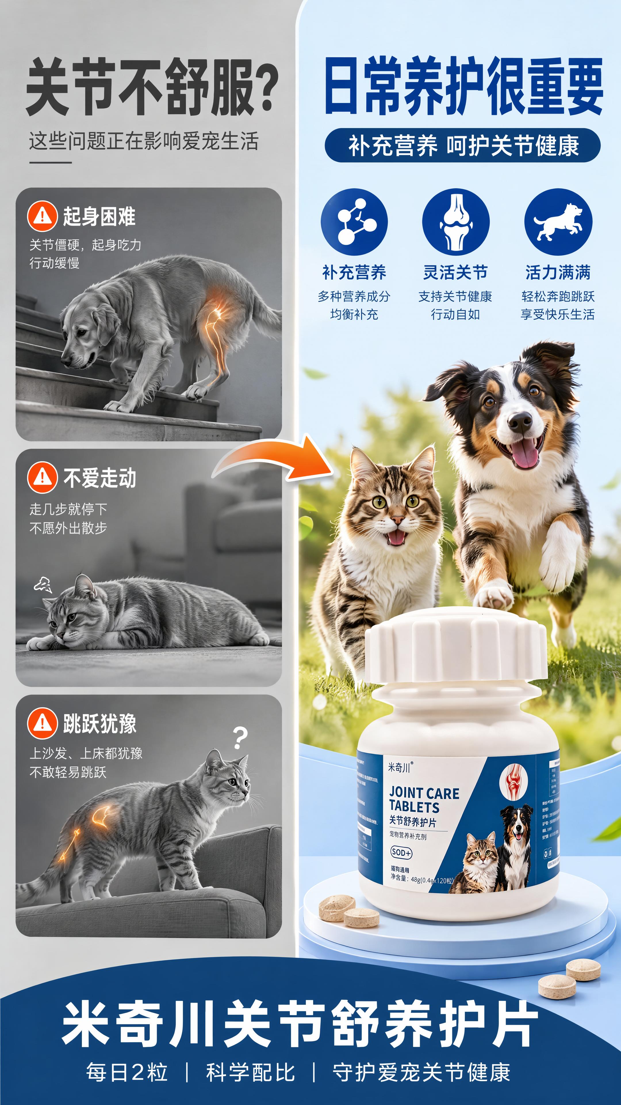 [第2屏] 详情页痛点直击-宠物关节问题与养护重要性。本屏使用… - 图片创意预览