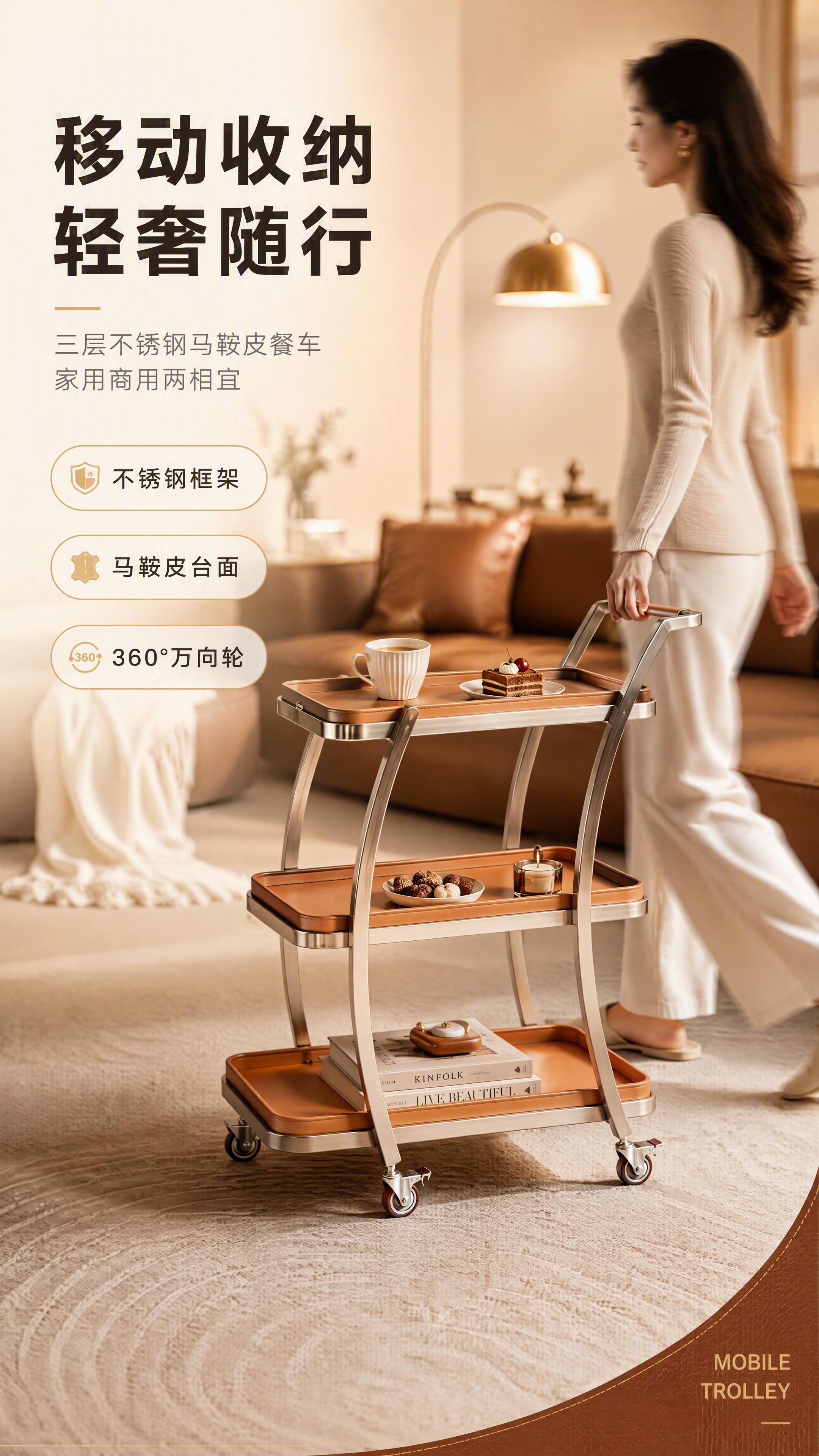 [商品] 使用【图1】左侧DS-060A橙色款三层移动餐车；保… - 图片创意预览