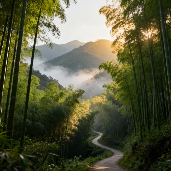 粤西信宜平塘镇马安竹海的旅游风景图预览效果