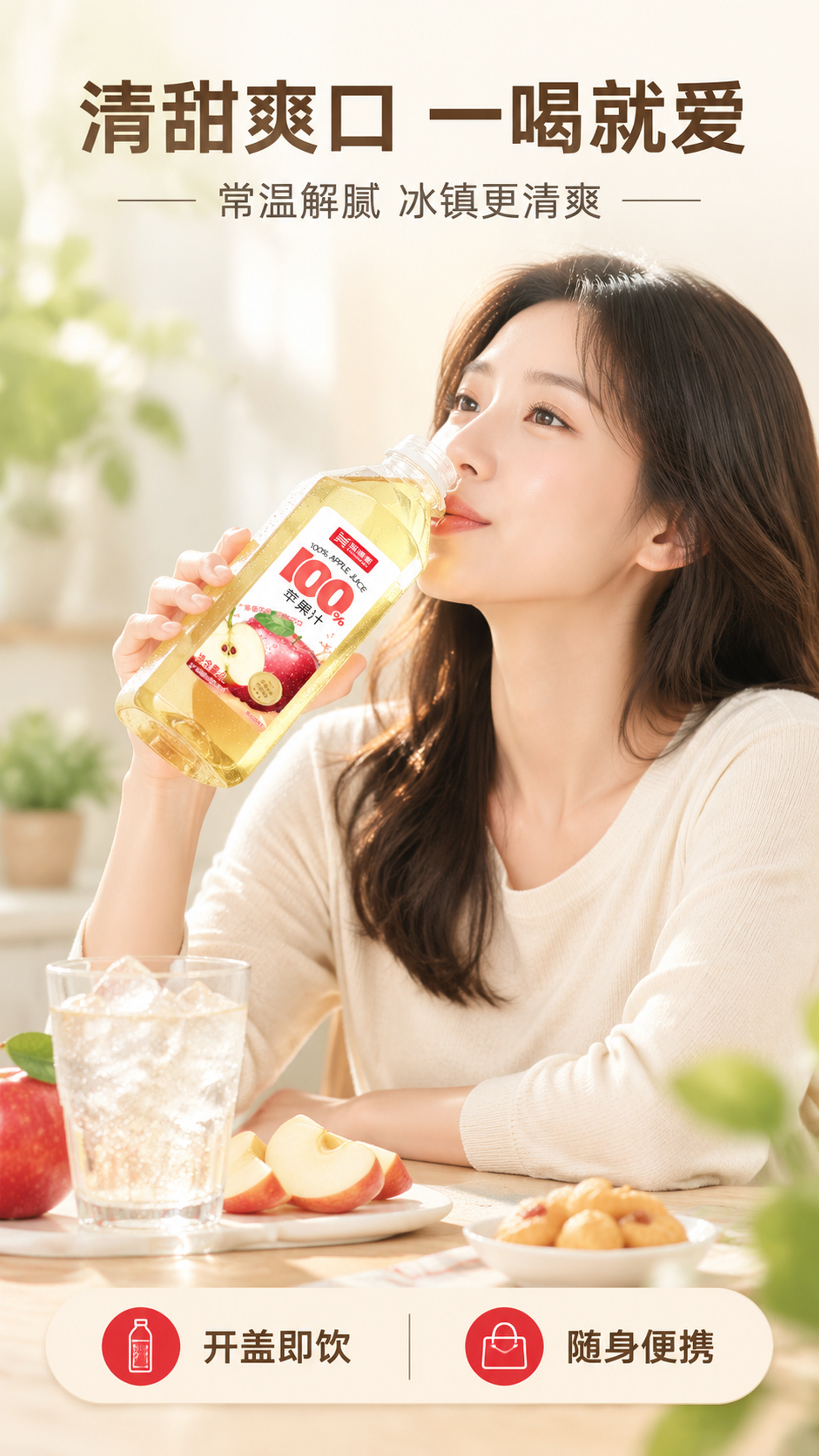 [商品] 使用【图1】农夫山泉100%苹果汁PET透明瓶装；保… - 图片创意预览