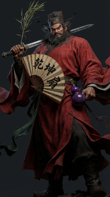 将画风变成写实暗黑仙侠风格，高清有质感。，五官刻画清晰，高质量，2.5D渲染。纯色背景。上半身特写，面部细节，眼睛清晰。预览效果