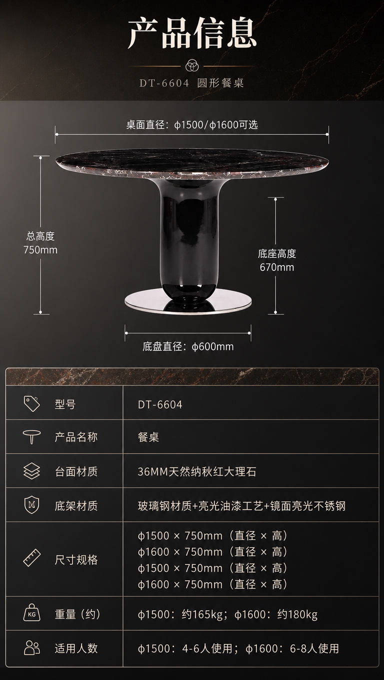 [商品] 使用【图1】DT-6604圆形餐桌；保留圆形桌面、单… - 图片创意预览
