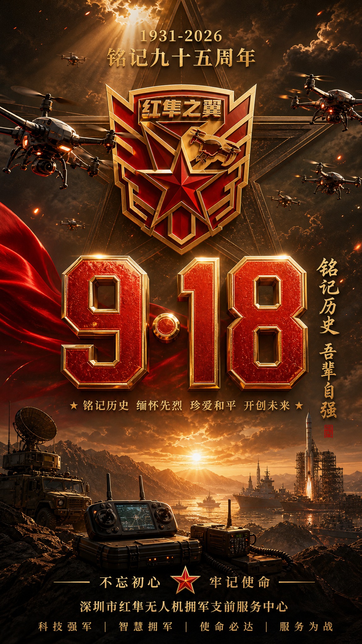 参考图1和图2的版式骨架与厚重史诗氛围，制作一张红隼之翼918… - 图片创意预览