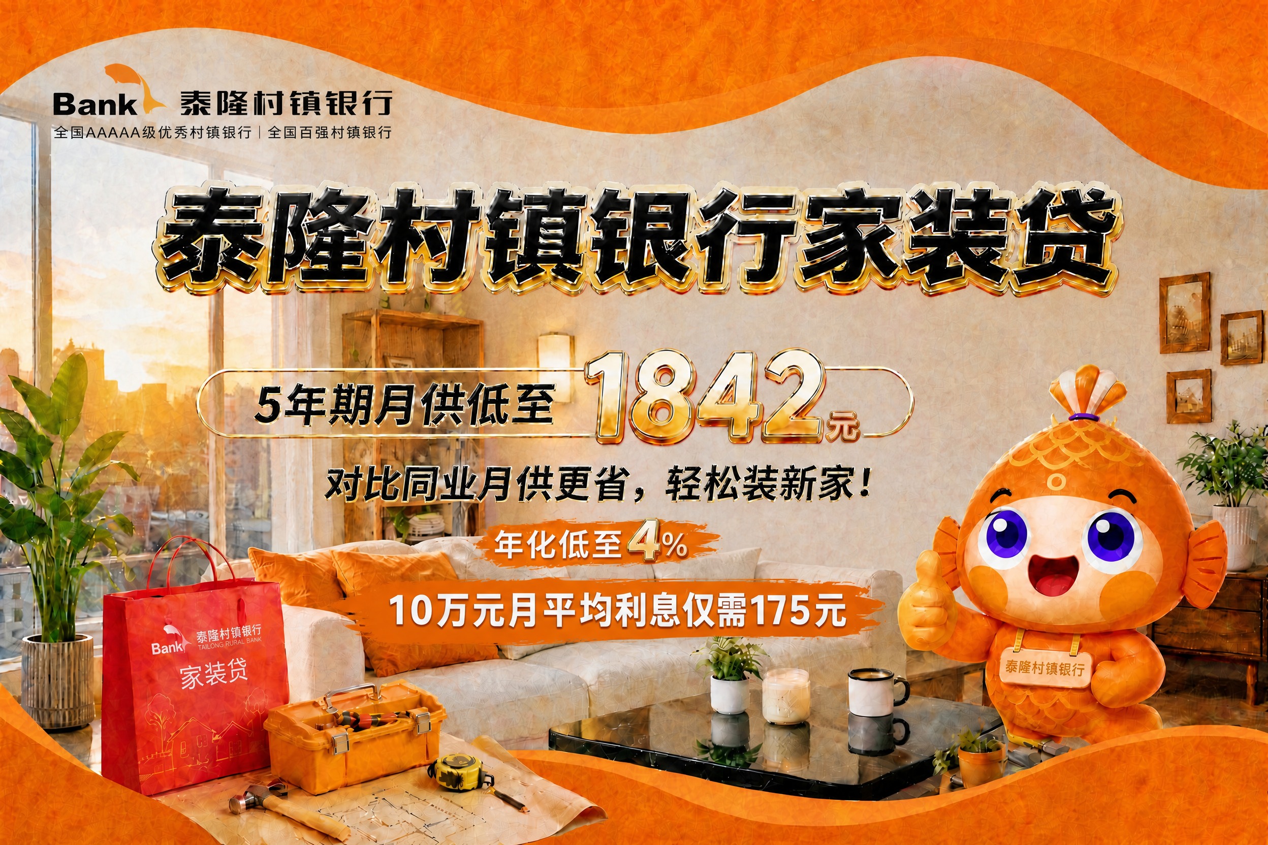 将“10万元月平均利息仅需175元”这行文字的字体放大至原来的… - 图片创意预览
