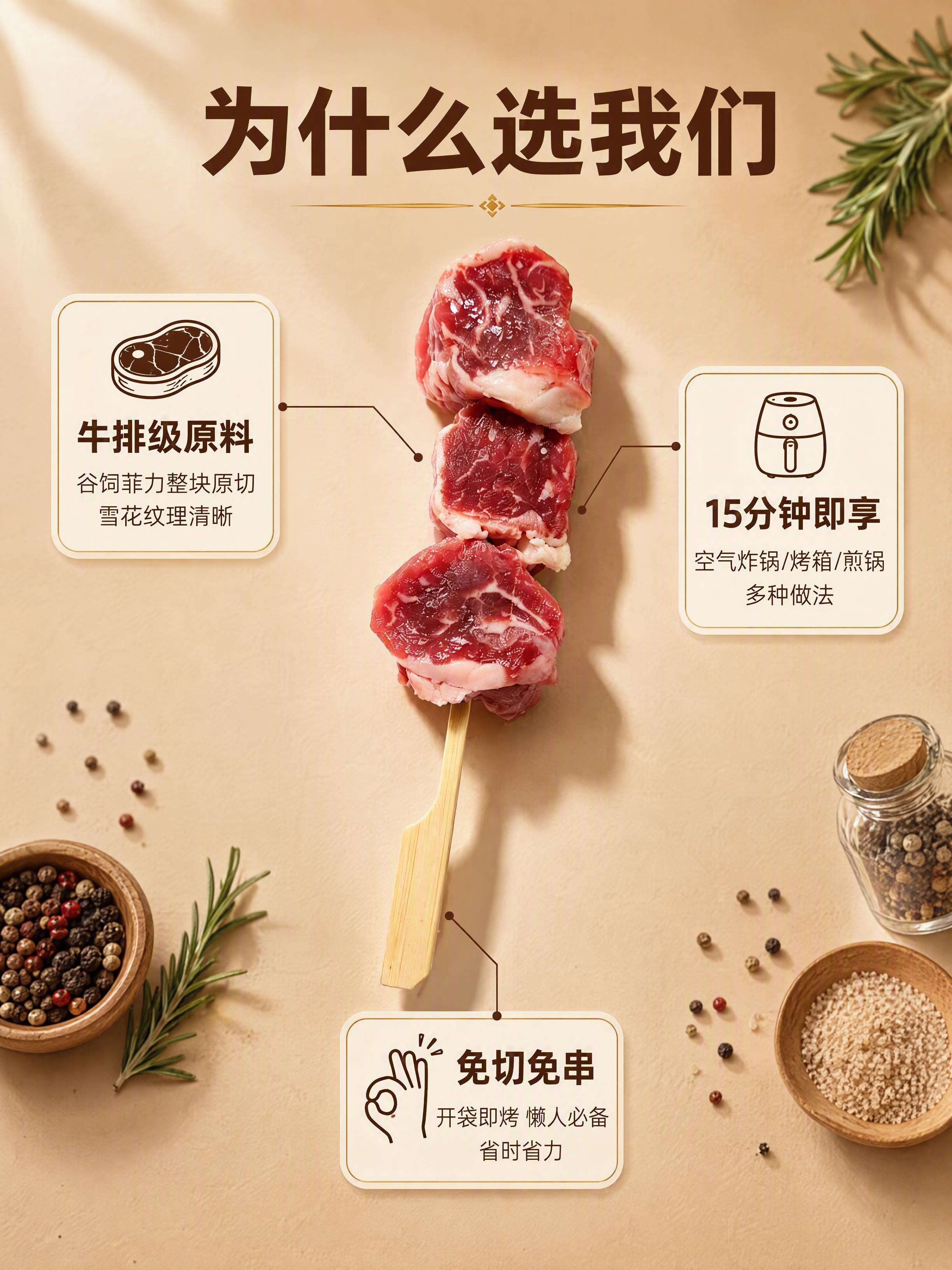 [第7张] 详情页卖点拆解页-三大核心理由中心引线型。本张使用… - 图片创意预览