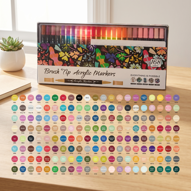 High-definition realistic cultural and creative stationery product photography
168 colors Brush Tip预览效果