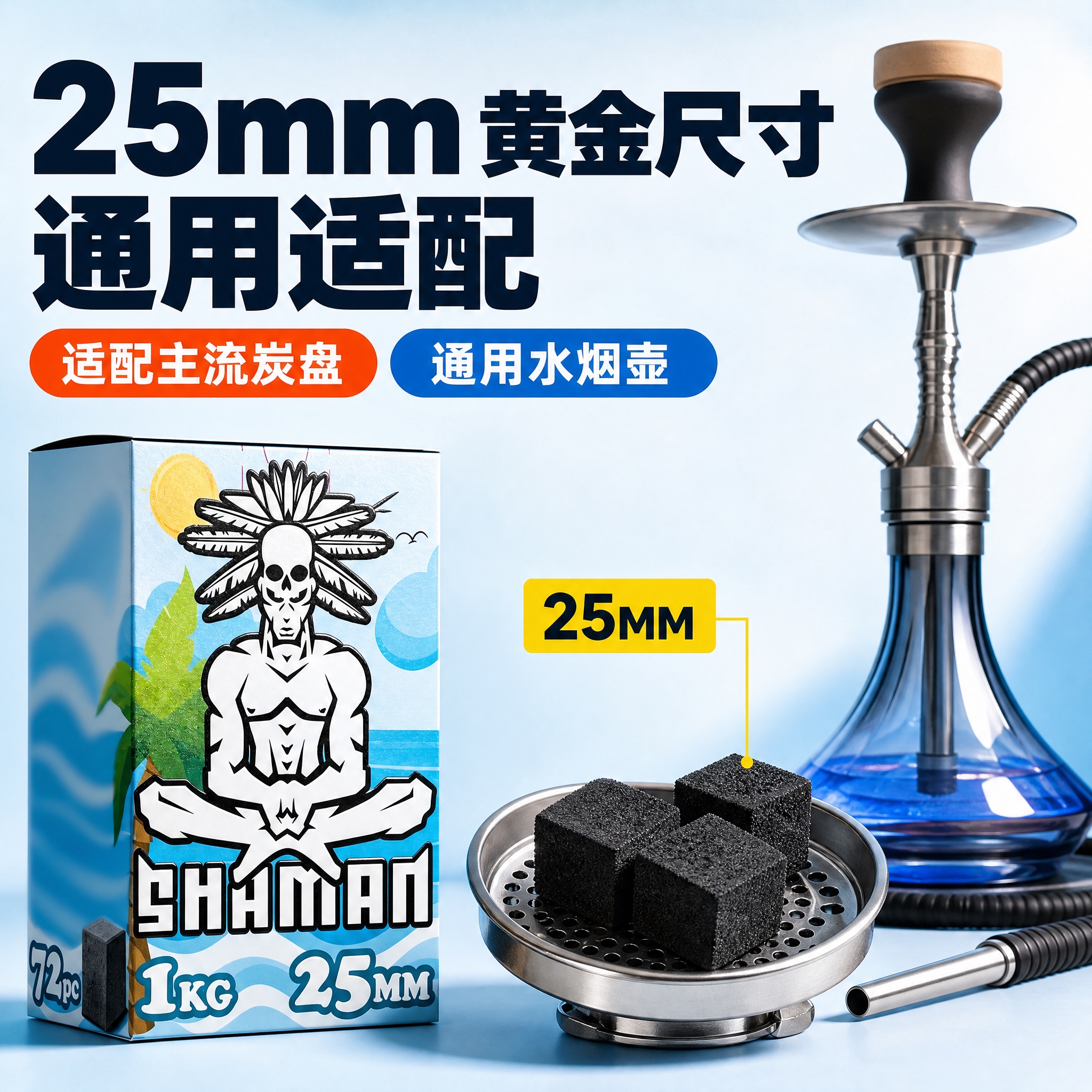 [主图-6] 适配通用图：展示25mm黄金尺寸方炭与主流炭盘、… - 图片创意预览