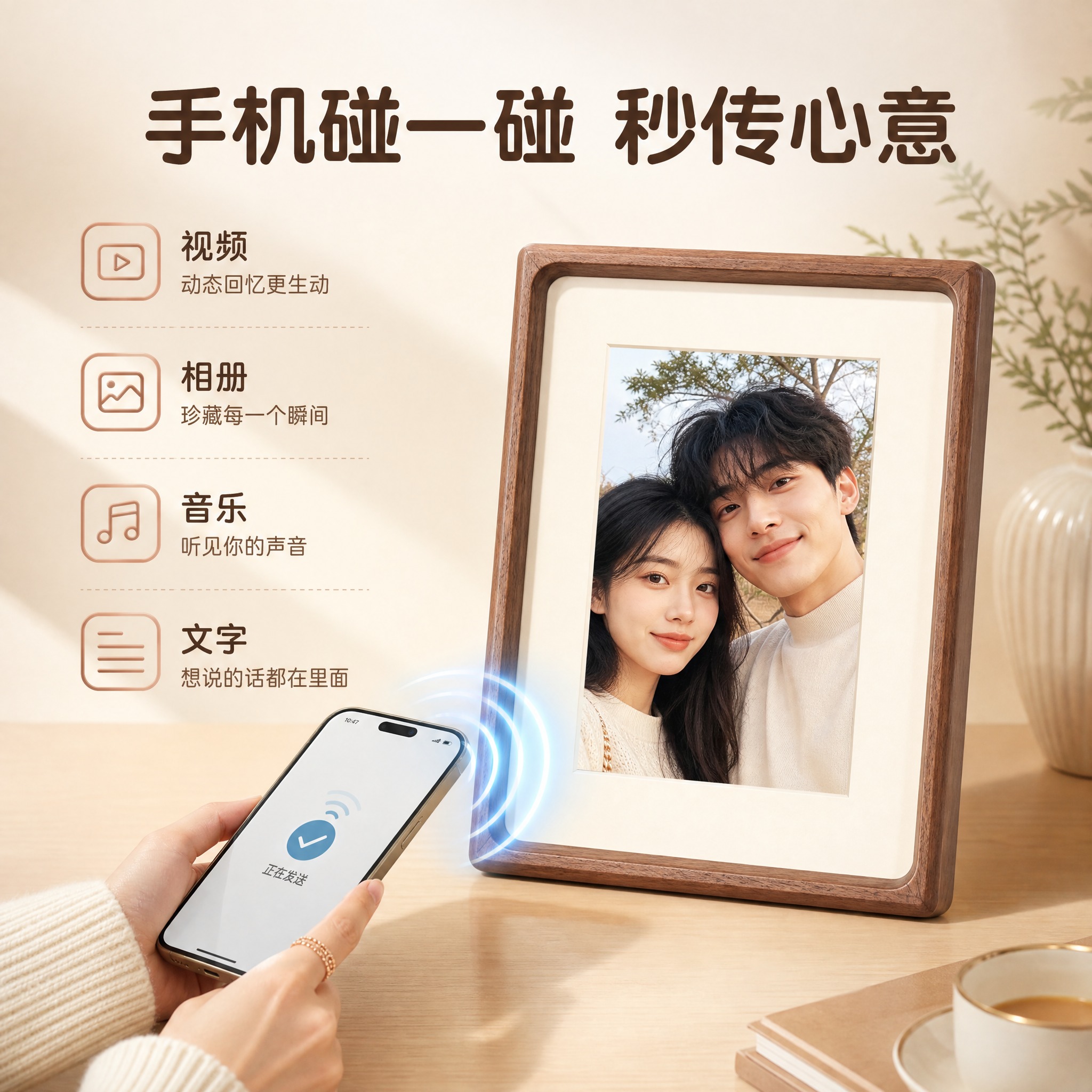 [主图-2] NFC智能相框 核心功能卖点图 一碰传演示 [统… - 图片创意预览
