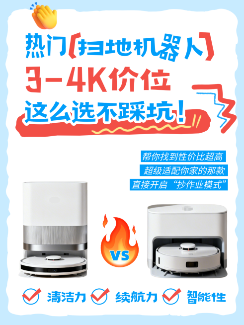 家电选购指南扫地机器人小红书推荐封面预览效果