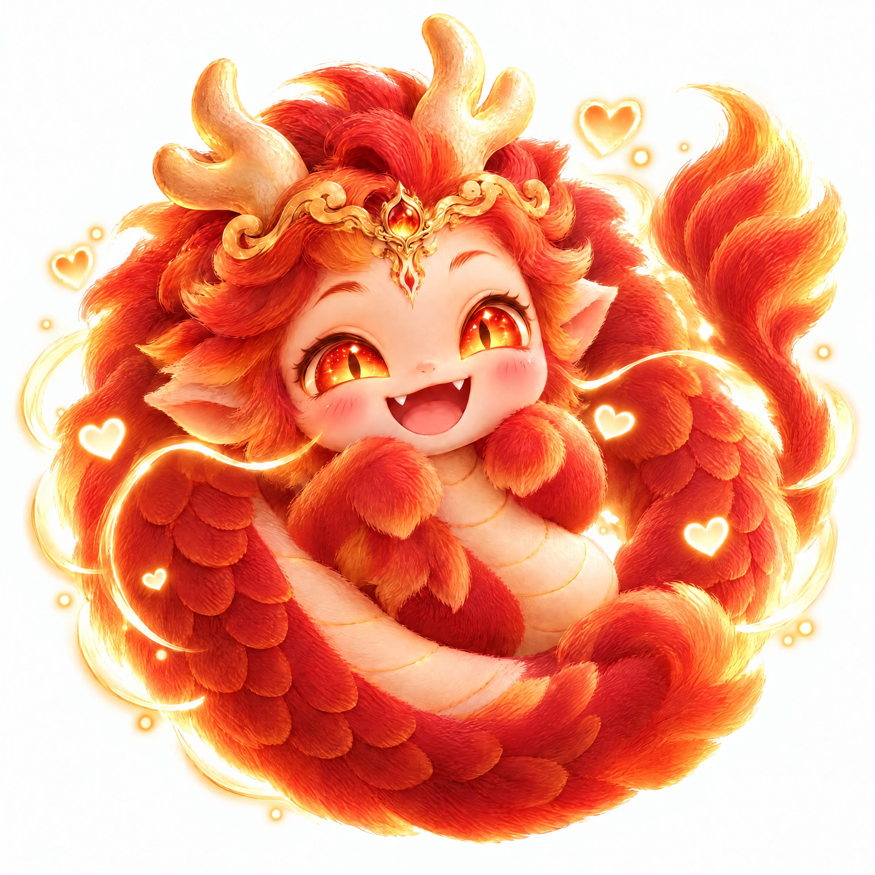 在这只开心大笑的烛阴神兽的额头加上同款华丽金色额饰：中间镶嵌一… - 图片创意预览