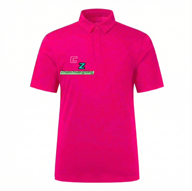 将这件玫红色polo衫上原有的APPENINC logo替换成图片里新的CZ Zhuochuangtong logo，保持衣服整体款式、颜色、材质和光影不变，logo位置不变预览效果