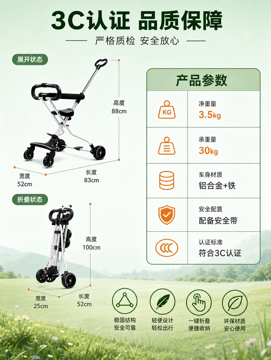 [商品] 使用【图1】共享童车，保留银色铝合金车架、黑色座椅与… - 图片创意预览