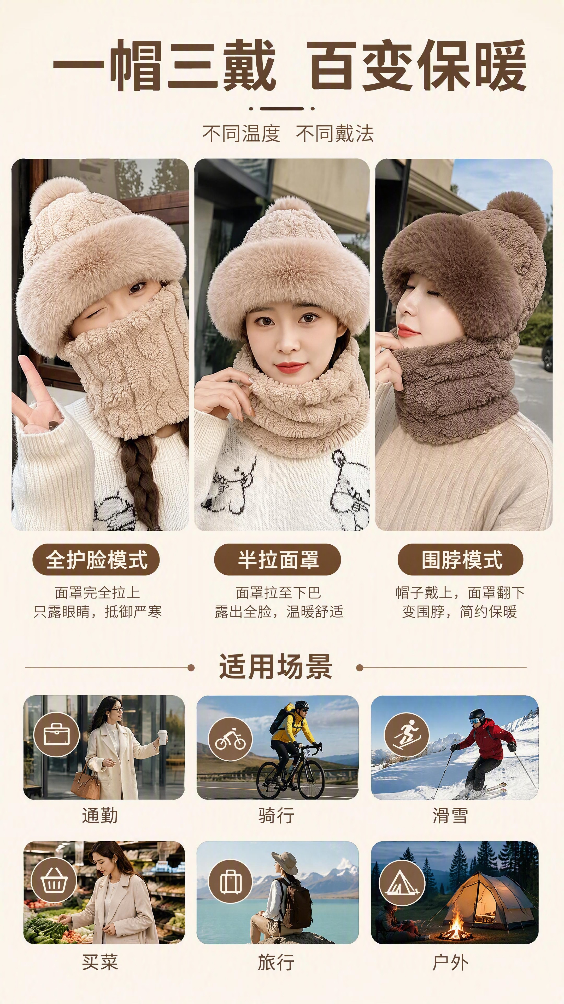 [第11张] 佩戴方式与适用场景页——一帽多戴法展示。本张使用… - 图片创意预览