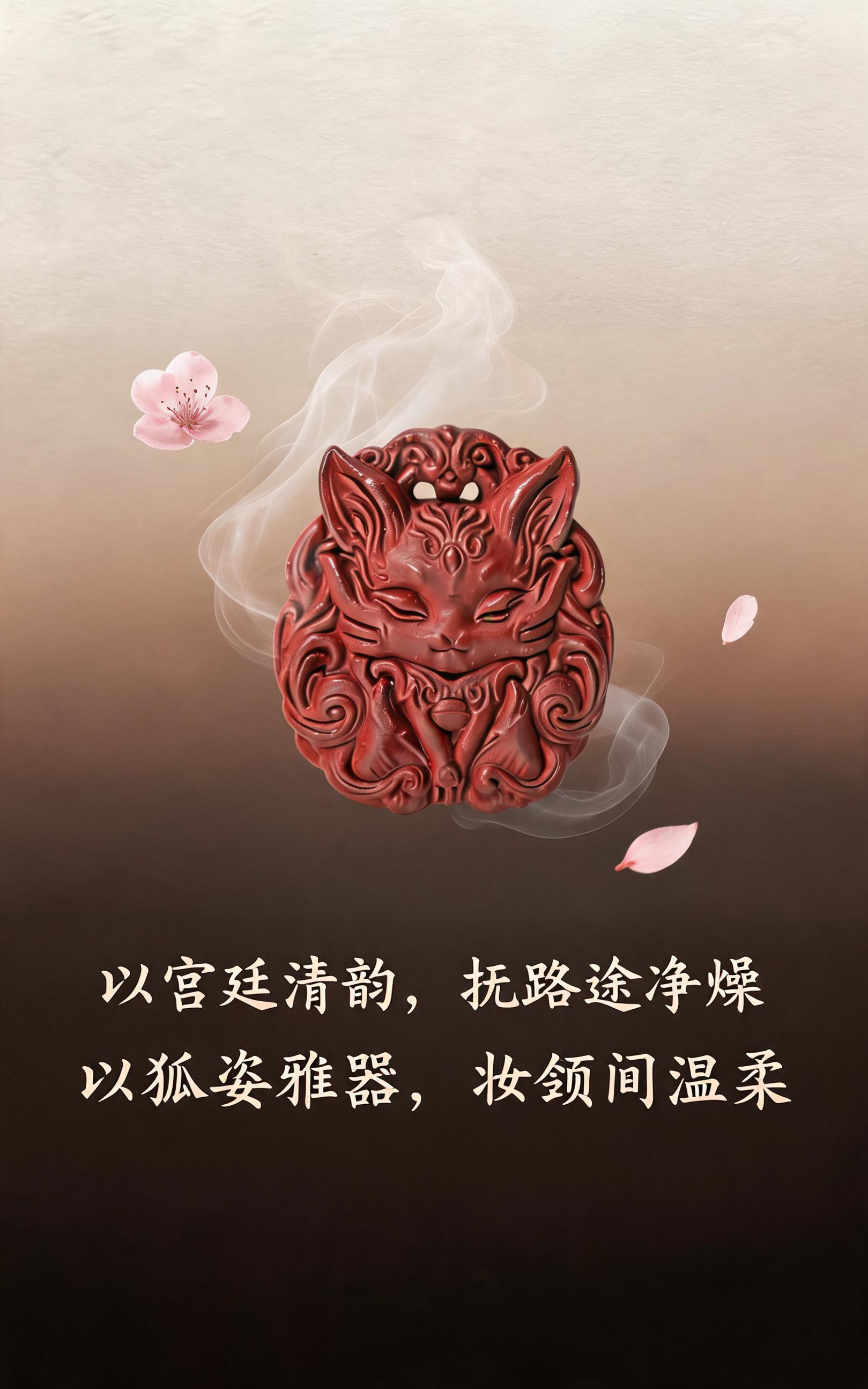 电商详情页尾屏，意境结语板块，竖版长图比例，古风宫廷风格，米白… - 图片创意预览