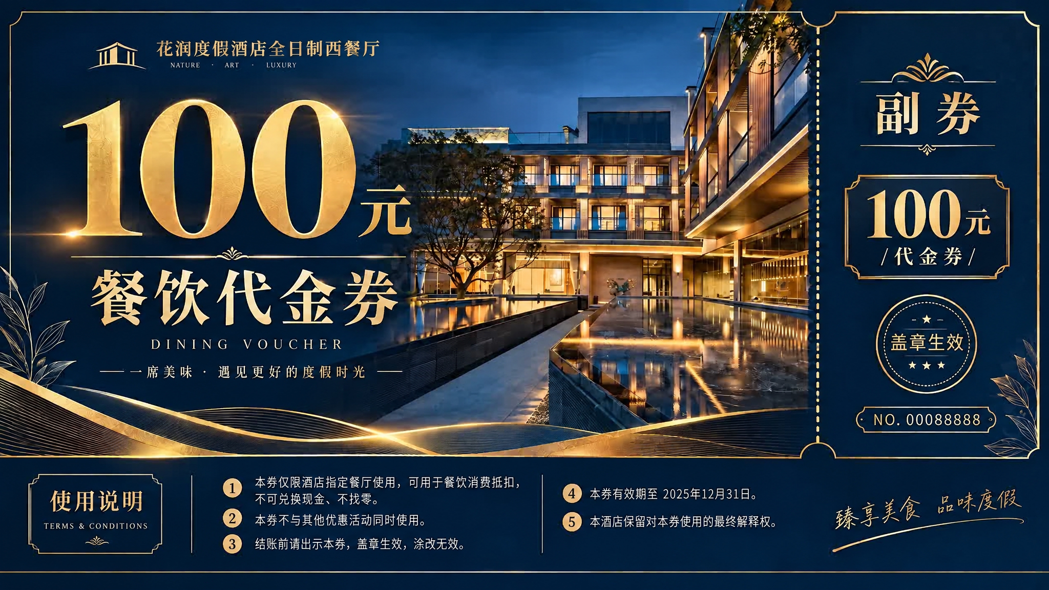 在这张代金券的顶部左上角位置，将"LUXURY RESORT… - 图片创意预览