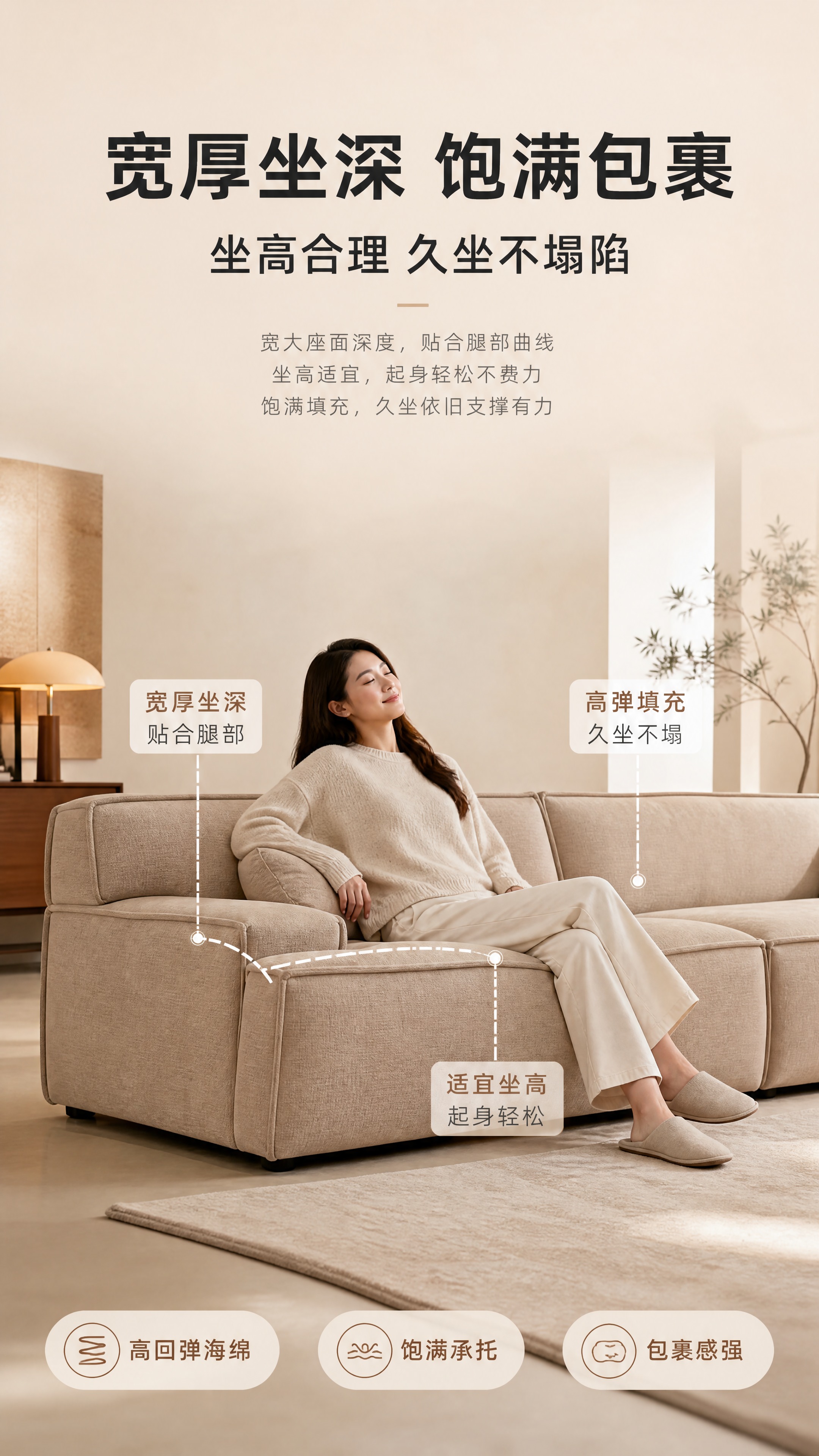 [商品] 使用【图1】浅米色布艺模块化沙发；保留方正箱体结构、… - 图片创意预览