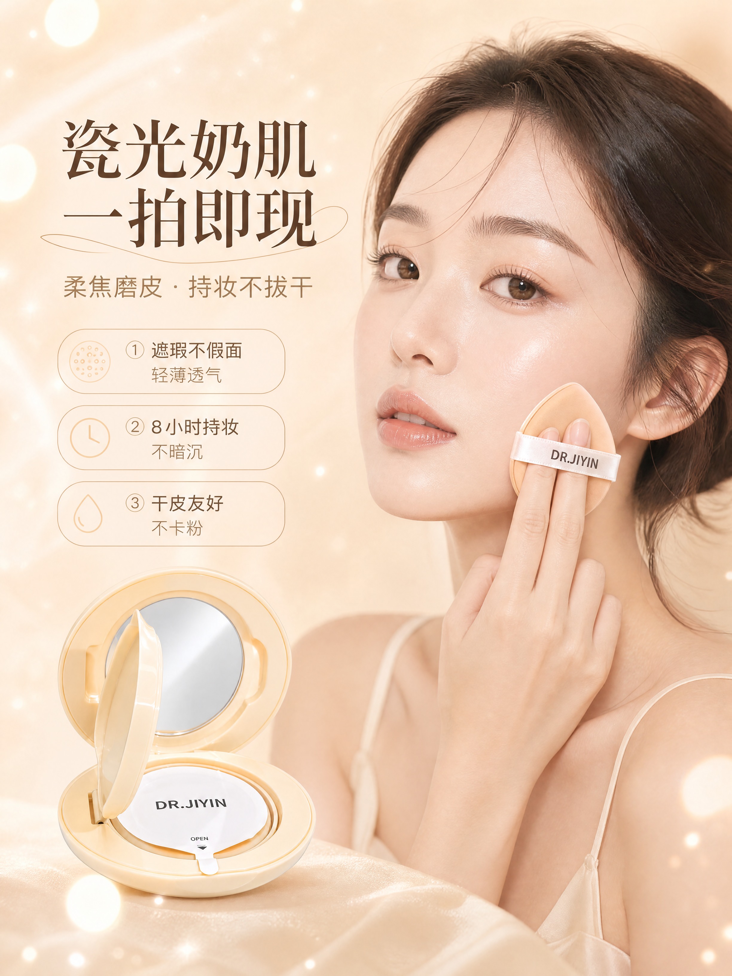 [商品] 使用【图1】开盖气垫、【图3】水滴粉扑；保留气垫盒、… - 图片创意预览