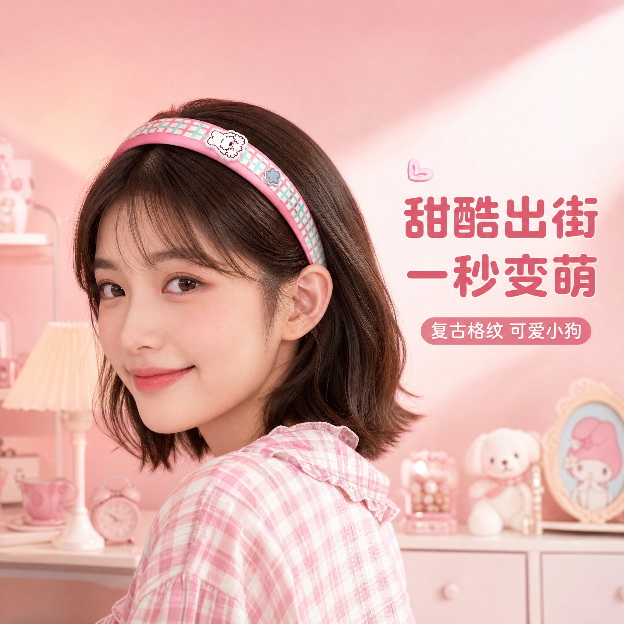 电商主图4，淘宝/天猫风格，1:1比例。年轻女生佩戴miiii… - 图片创意预览