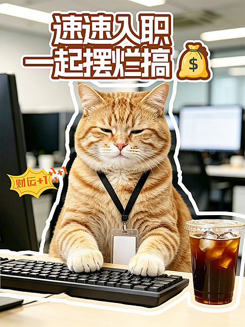 办公室打工人橘猫搞笑招聘小红书封面