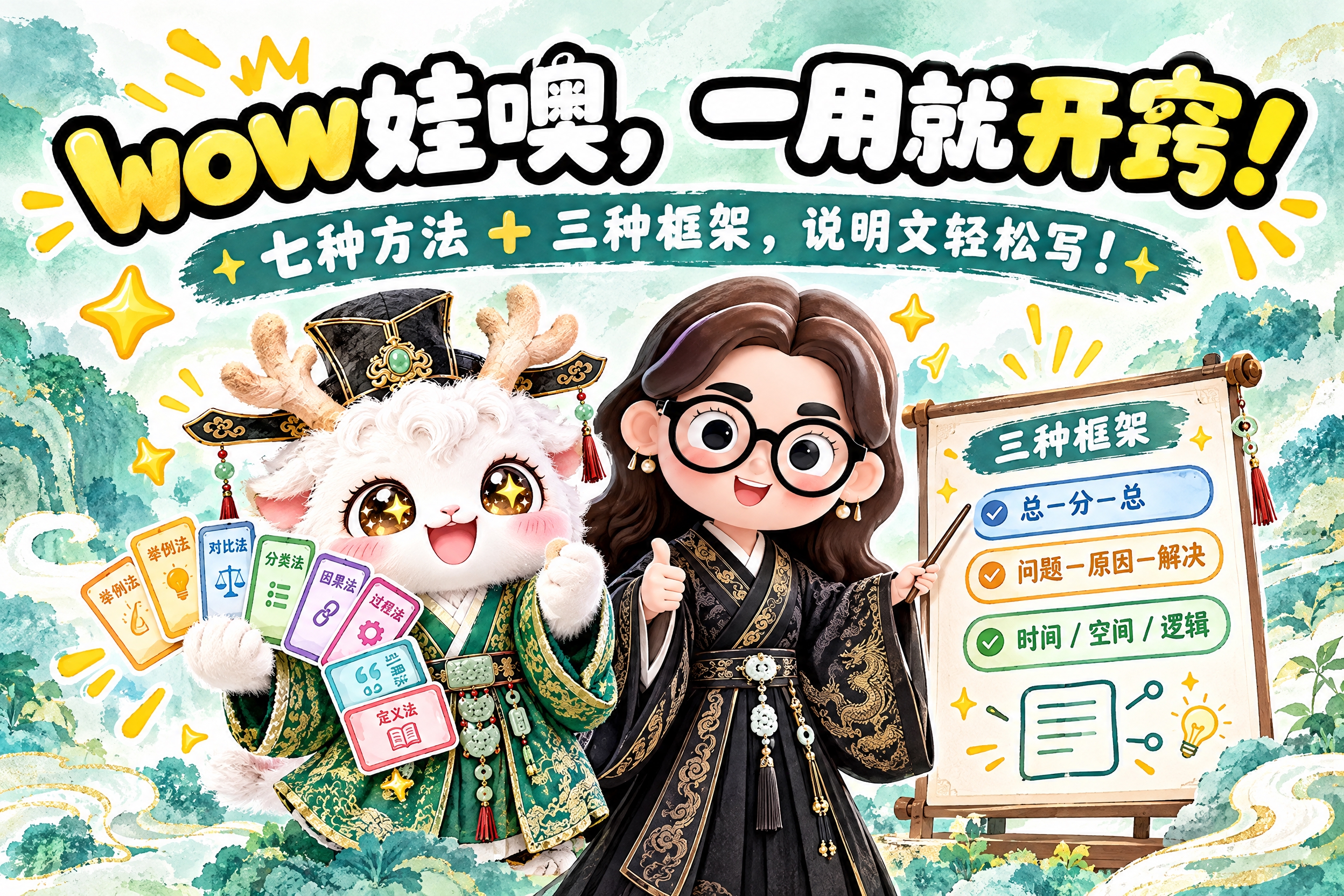 横版6寸比例的结尾页设计，大标题为"wow娃噢，一用就开窍！"… - 图片创意预览