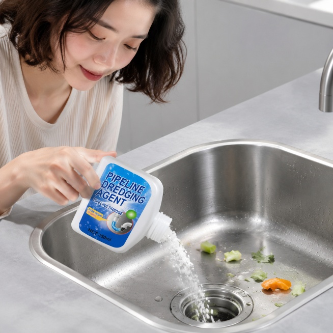 管道疏通剂，严格参照上传产品图（https://gdesign-dam-hz.dancf.com/37176941293458524/a9f96da43ee346c4bc31b99ddf8390dd.预览效果