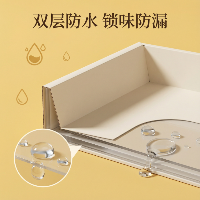 这张图片是产品主体这款产品是一次性猫砂盆 产品主体颜色不改变 我需要设计20张主图在拼多多上面售卖   主图场景布局设计用小猫等 等背景元素 整体色调暖色，可爱 显得高级一些  主图文案内容 月刨猫砂预览效果