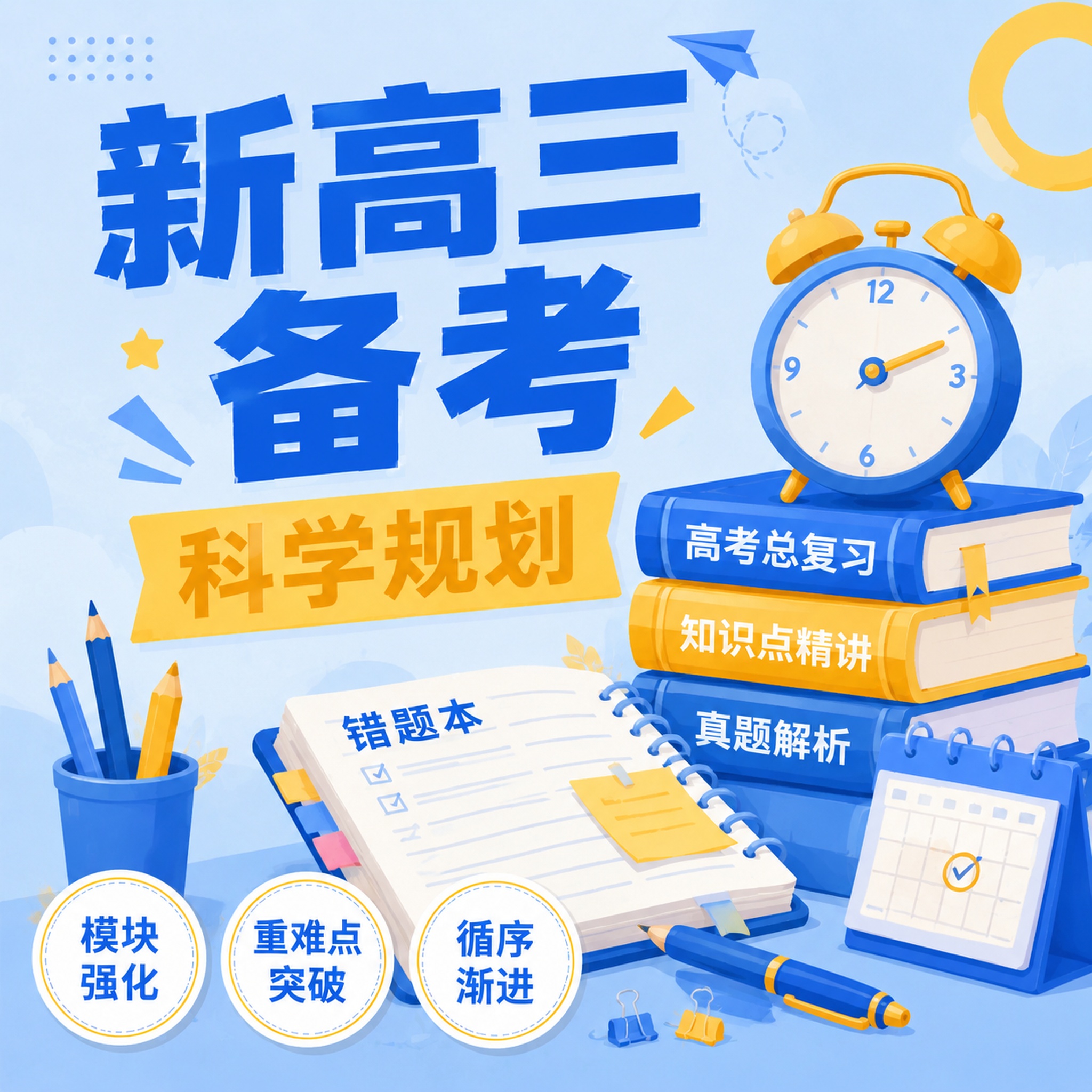 [主图-6] 新高三升学备考宣传图 [氛围风格] 清新明快扁平… - 图片创意预览