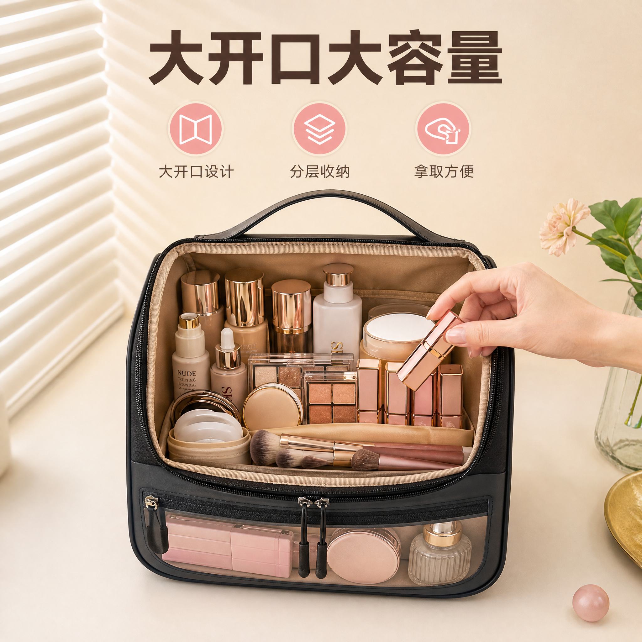 [主图-2] 核心亮点 大开口大容量展示 证明能装与拿取方便… - 图片创意预览