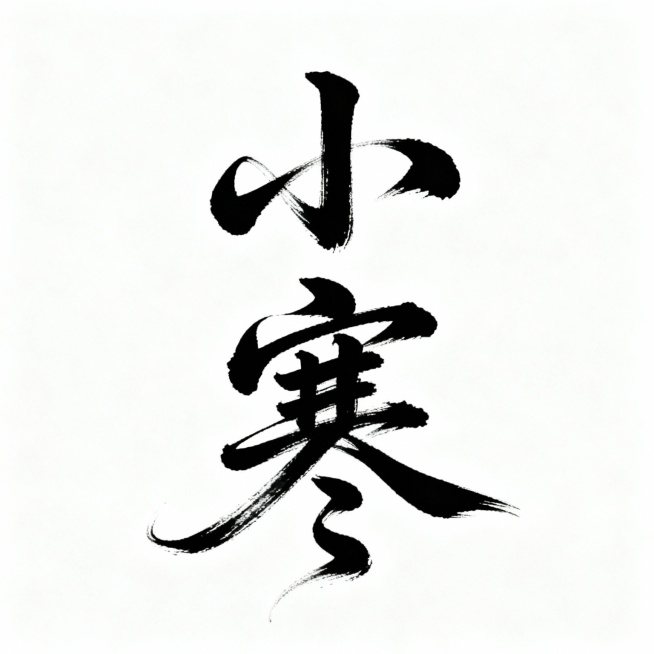 生成白底黑字的“小寒”，书法字体，飘逸流程预览效果