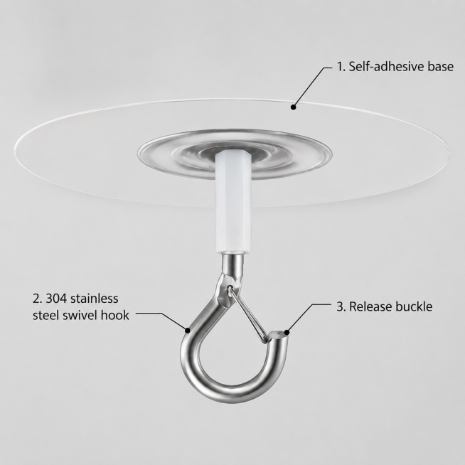 [主图-3] Adhesive hook product core feature detail display. Keep product appearance consistent with in预览效果