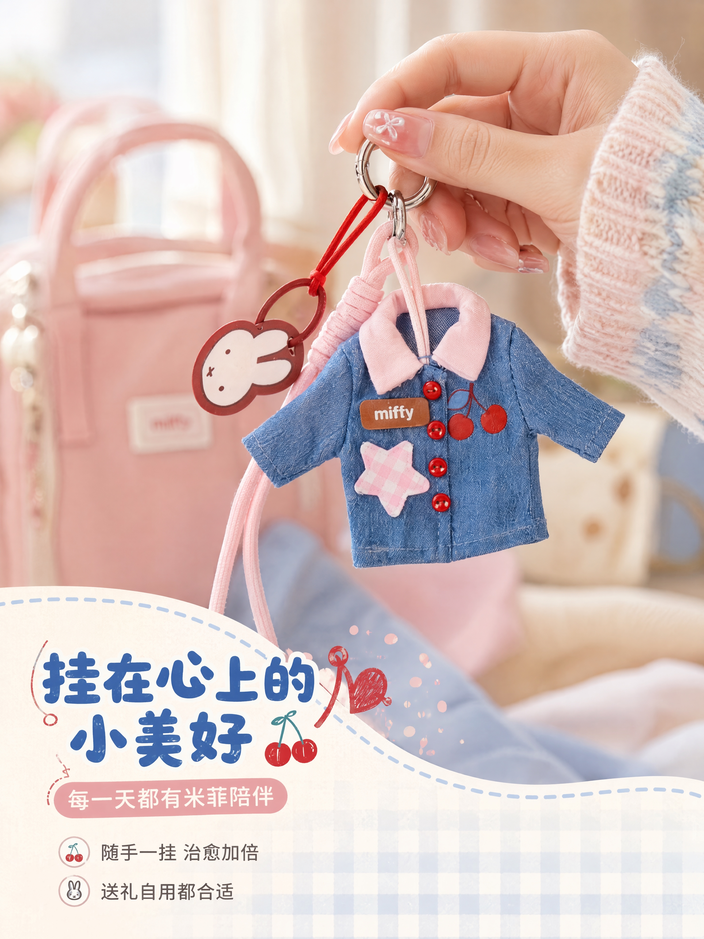 [商品] 使用【图3】米菲牛仔外套造型钥匙扣挂件；保留全部结构… - 图片创意预览