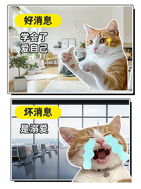 黄色创意搞笑对比梗图小红书封面