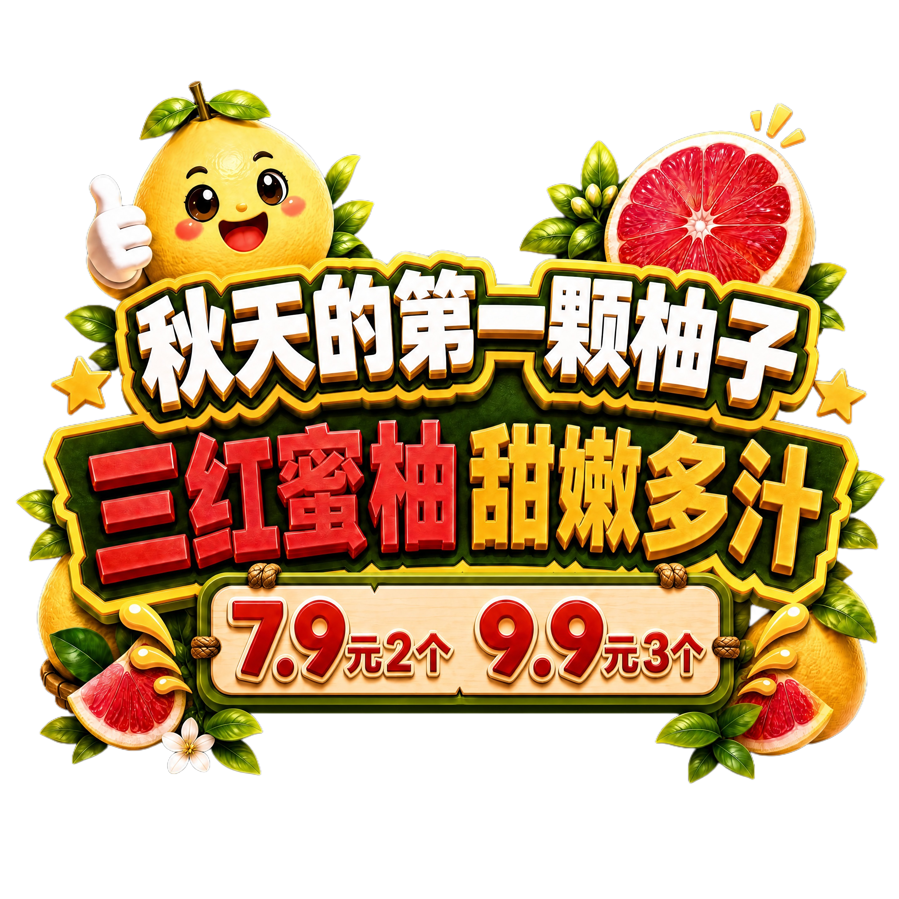参考图1的3D卡通促销标题风格修改：将底部价格牌"7.9元2个… - 图片创意预览
