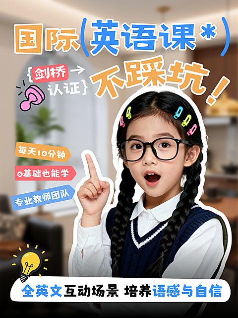 k12教育培训英语口语小红书人像封面